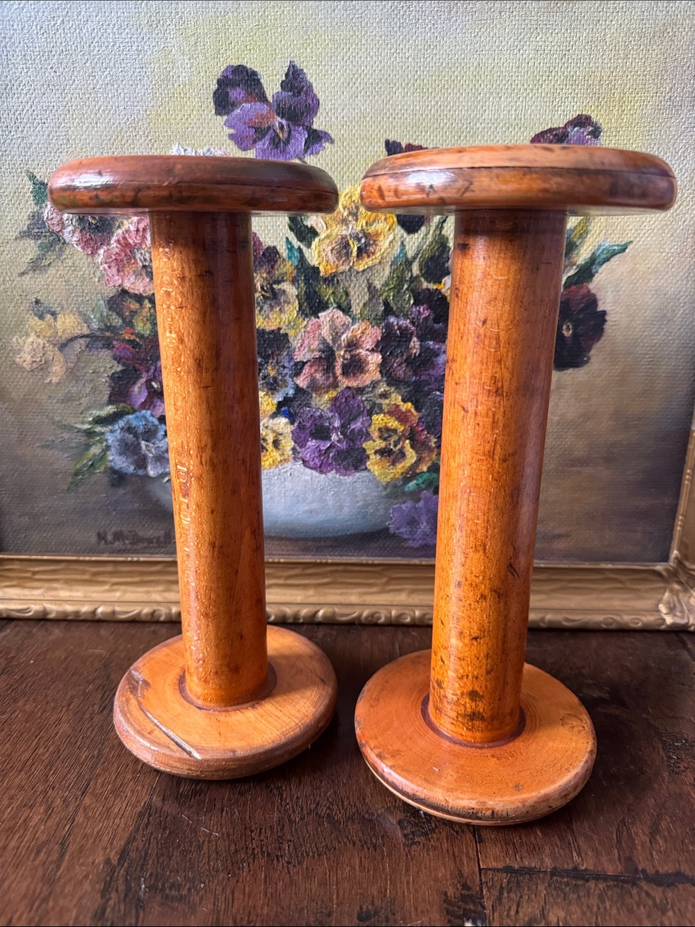 Antique Wooden Spools Set
